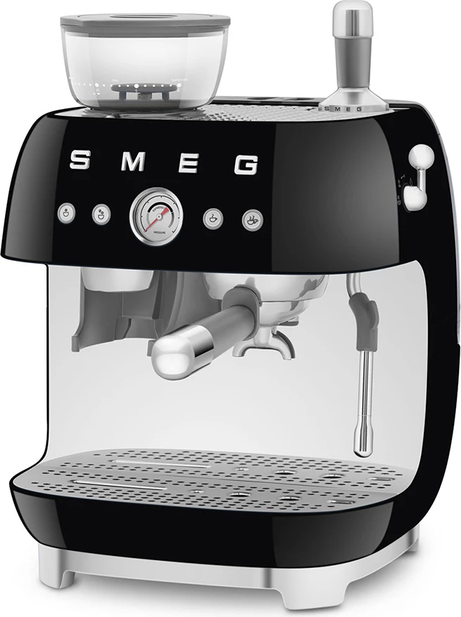 Makinë espresso Smeg 50'Style EGF03BLEU me mulli të integrum, 220-240V, e zezë