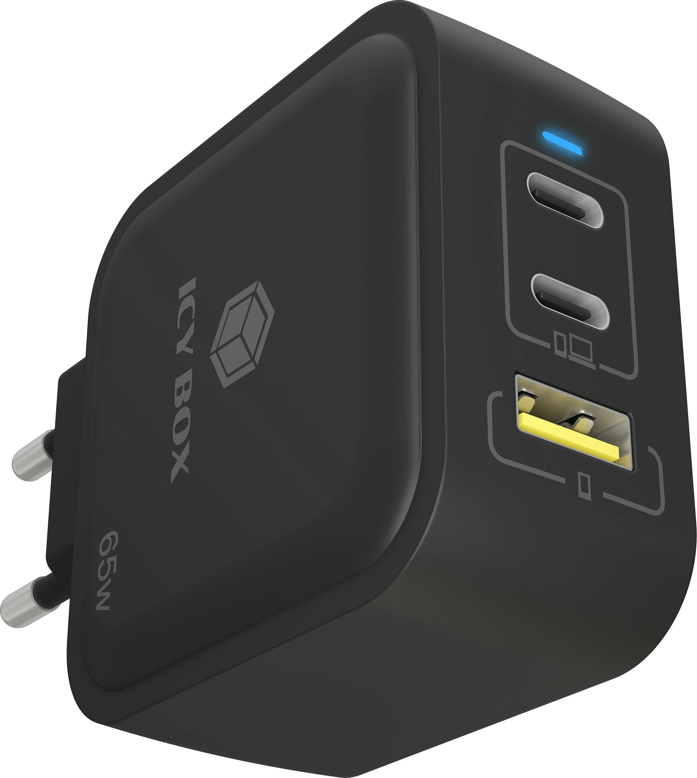 Karikues muri ICY BOX IB-PS1030-PD, 65W GaN, 3 porta (2x USB-C + USB-A), i zi