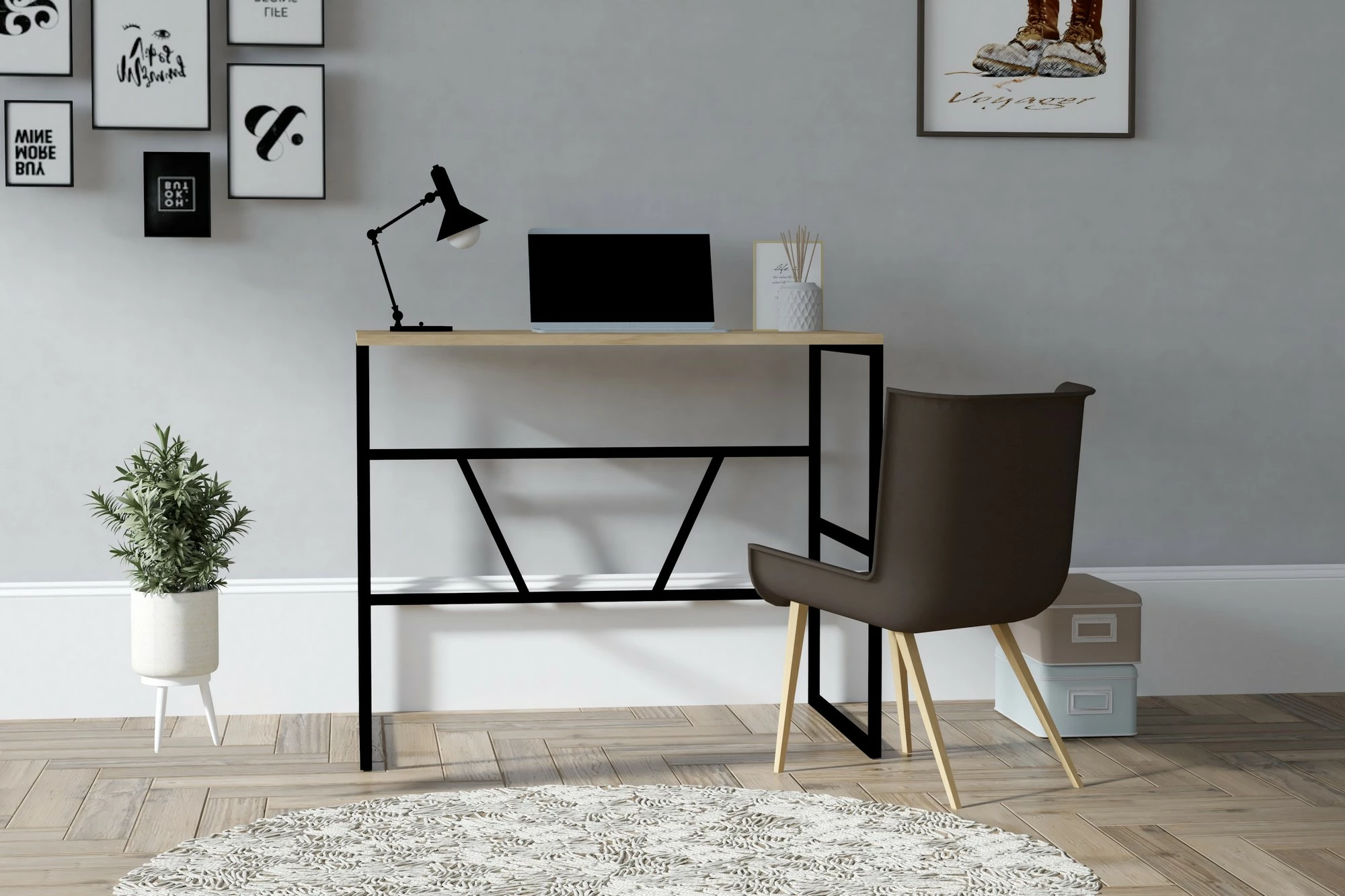 Tavolinë pune për studim, ngjyrë Sapphire Oak, Hanah Home Monea