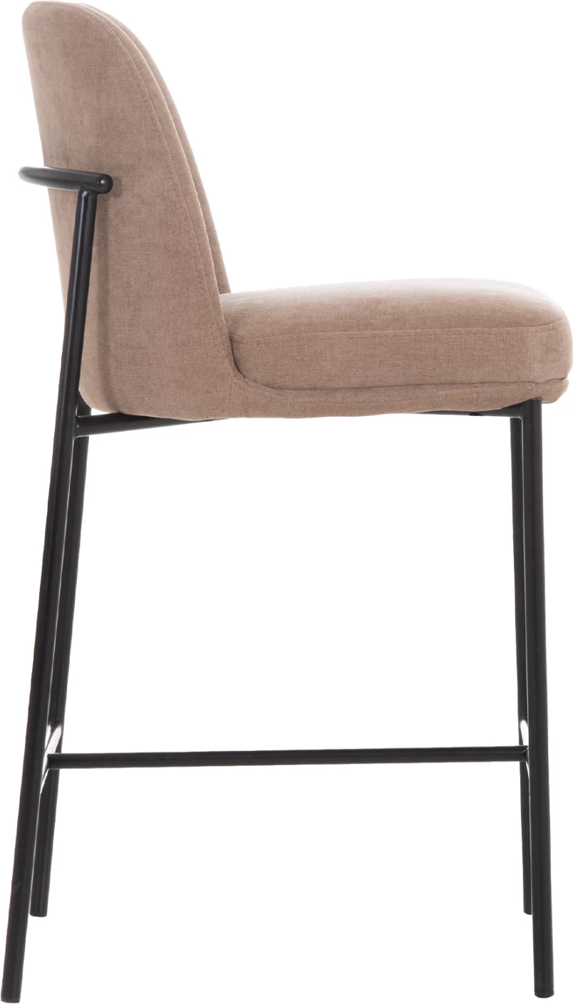 Karrige për bar mesatare MANIDO, stof taupe, kornizë metalike e zezë, 47x54x94cm, set prej 2 copë