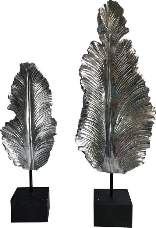 Totem dekorativ Filo, polirezine, dru, argjend e zi, 24x12x62cm
