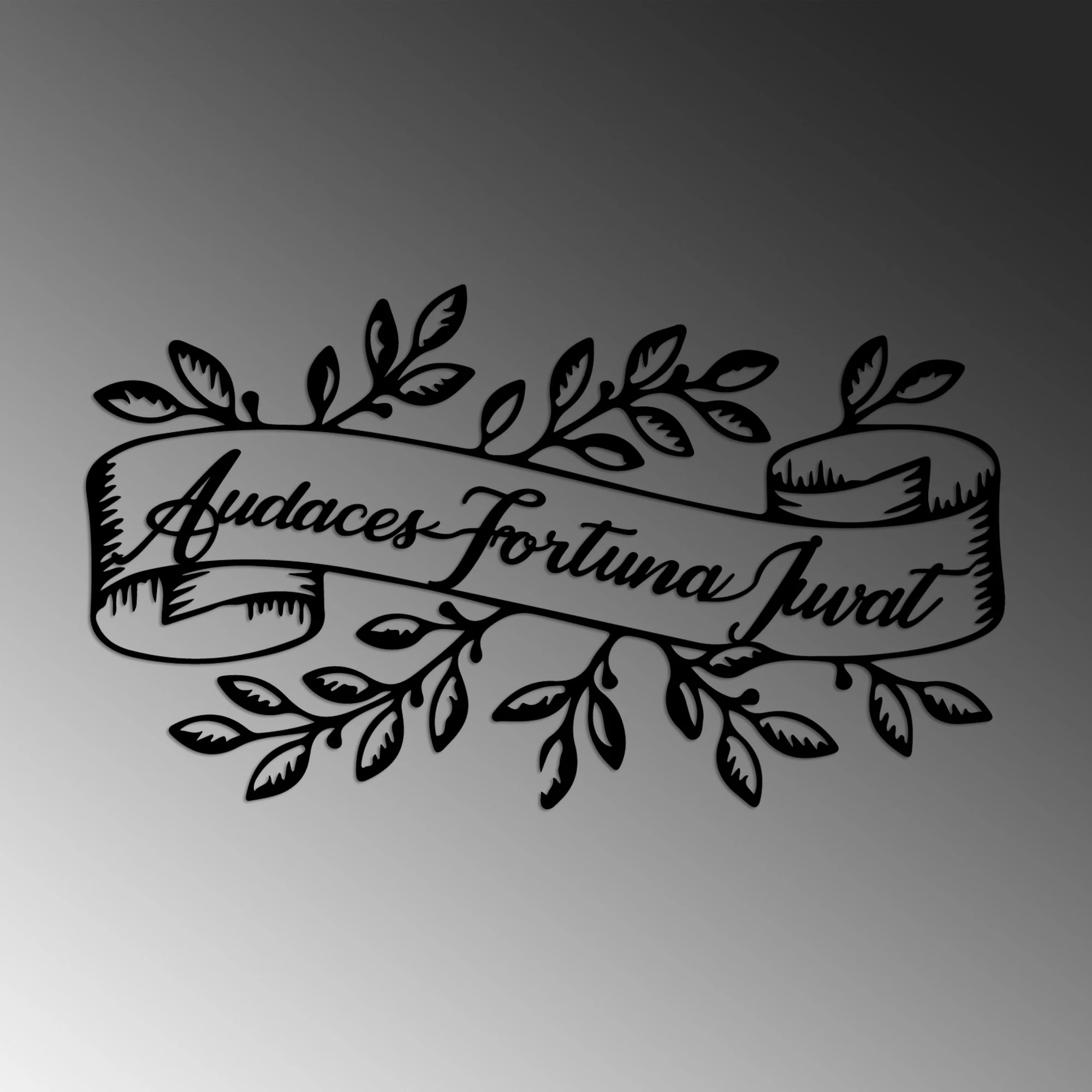 Aksesor dekorativ metalik për mur, Wallity Audaces Fortuna 2, ngjyrë e zezë, 55x32cm