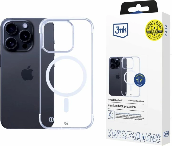 Kapak telefoni 3mk Just20g MagCase për iPhone 16 Pro Max, transparent