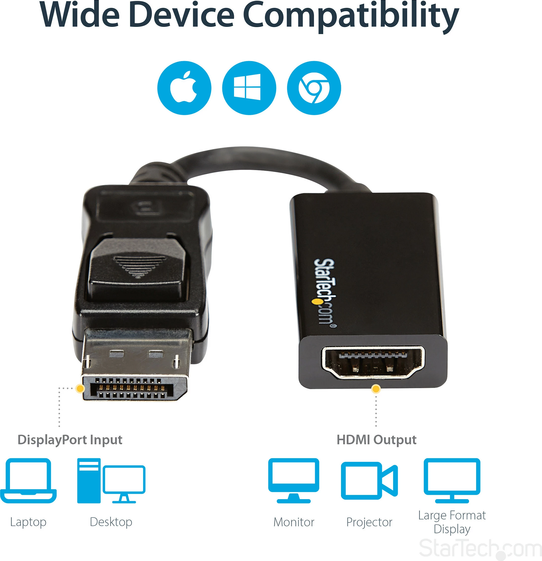 Adapter DisplayPort në HDMI StarTech DP2HD4K60S, 4K 60Hz, aktiv, 0.215 m, i zi