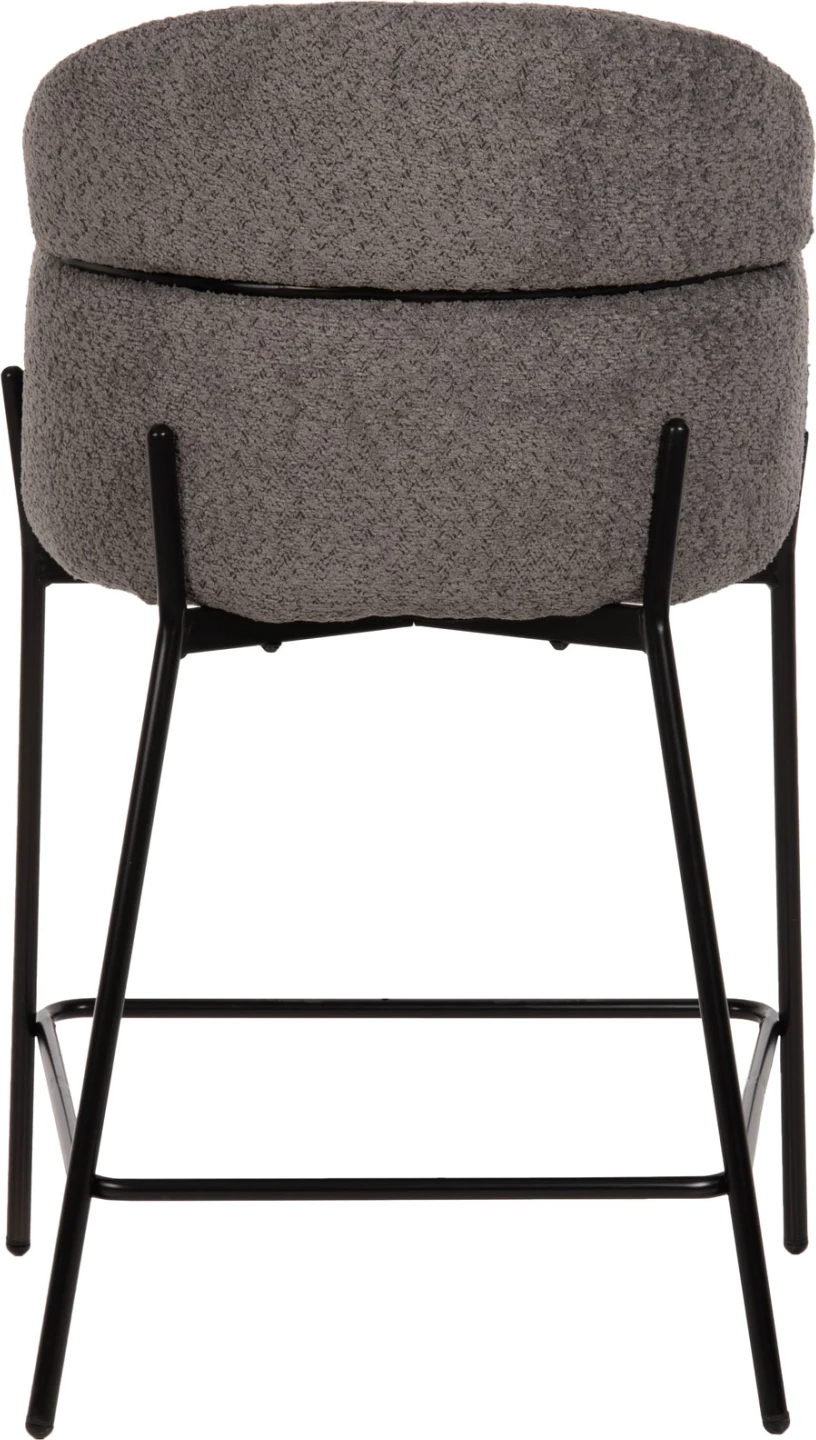 Karrige për bar mesatare WOLF FH8584.01, pëlhurë boucle gri, këmbë metalike të zeza, 56x56x96H cm., set prej 2 copë