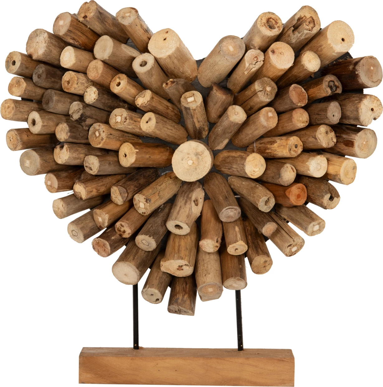 Dekor tavoline SHINZO, formë zemre, dru degë TEAK, ngjyrë natyrale, 44x5x44H cm