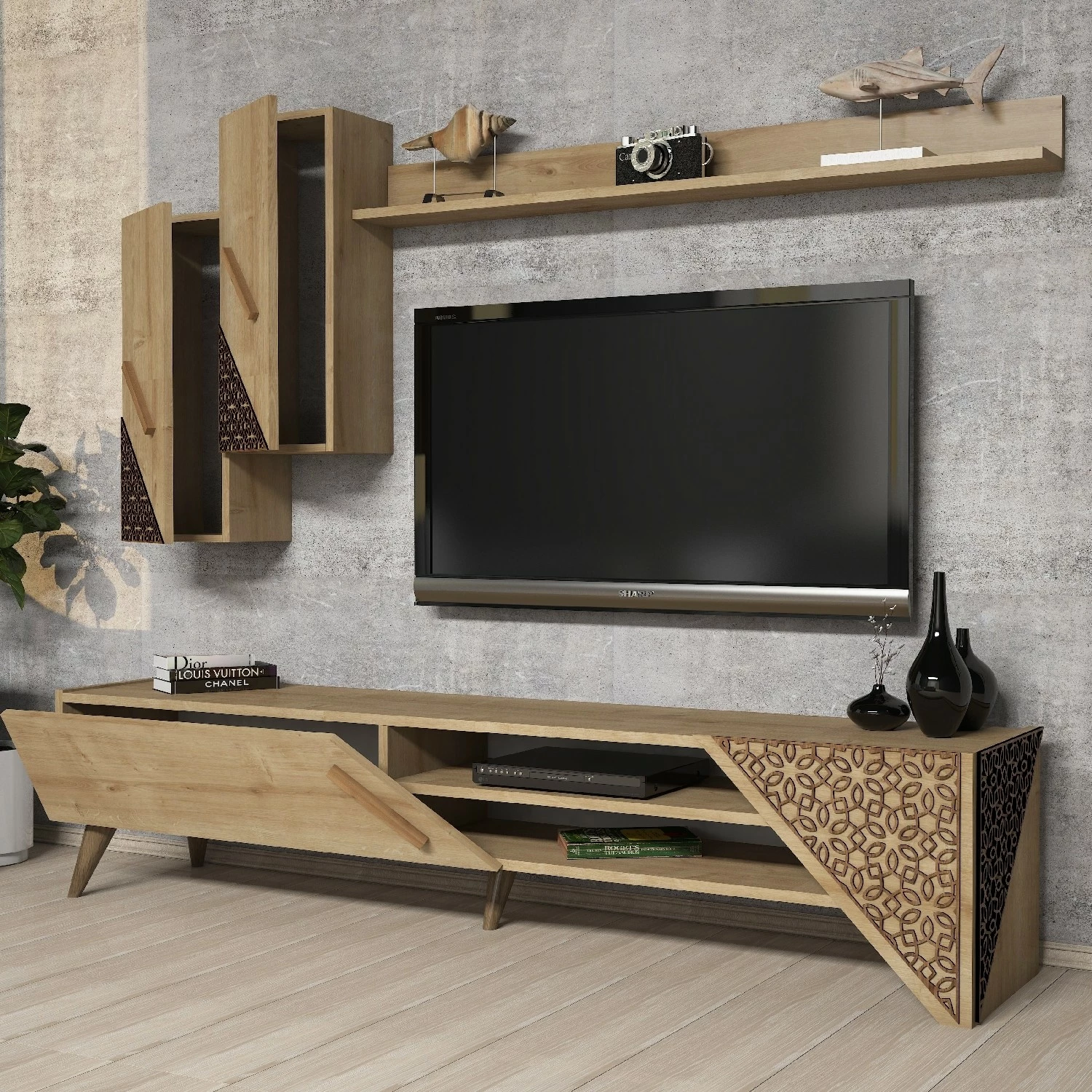 Njësi TV Skye Decor, ngjyrë lisi, Beril