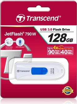 USB stick Transcend JetFlash 790 128GB, USB 3.1, bardhë