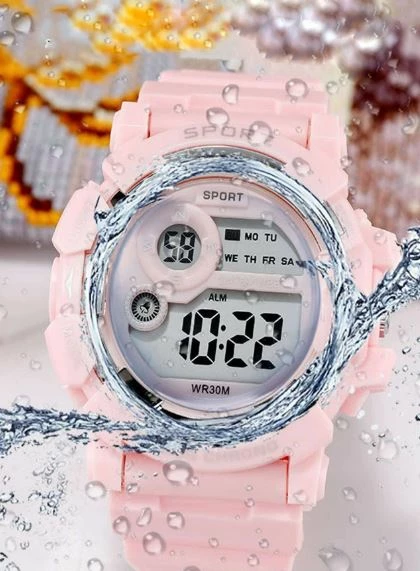 Orë digjitale sportive TPW rezistente ndaj ujit, rozë ODSTU34