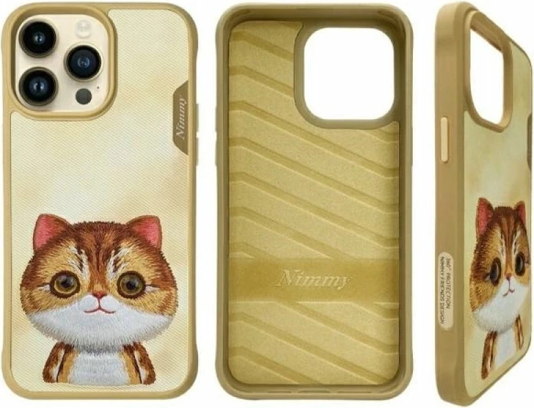 Kutia mbrojtëse Nimmy Big Eyed Pet 2.0 Cat për iPhone 15 Pro, e gjelbër