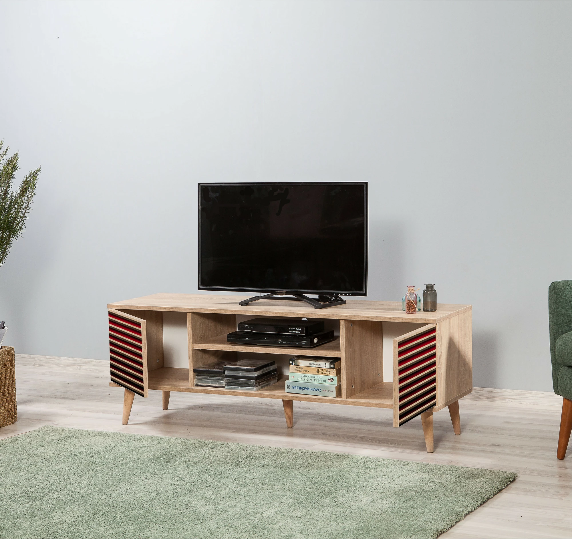 Komodë TV, ngjyrë lisi Sonoma, Skye Decor, Truva-221