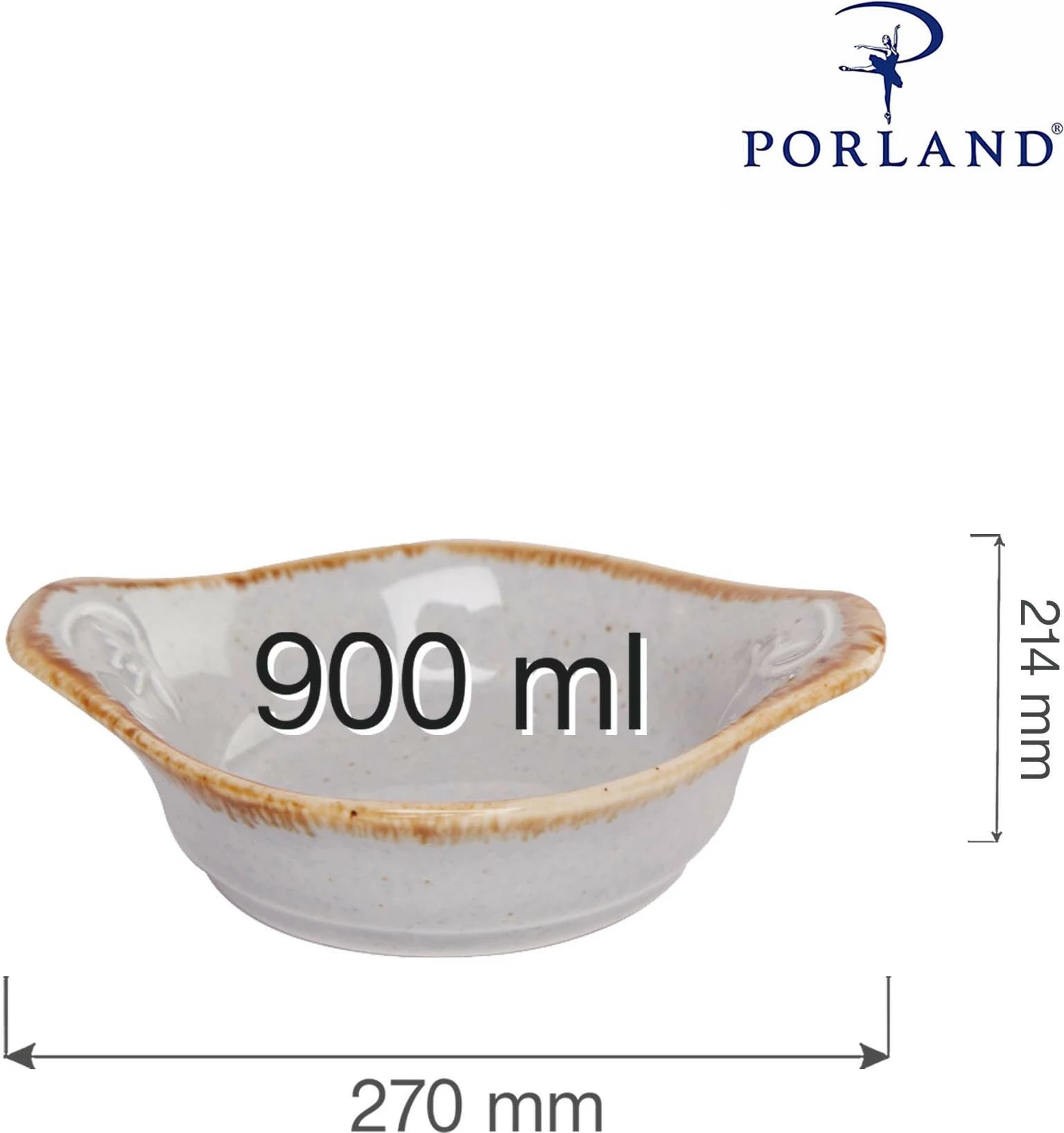 Enë pjekjeje Porland Seasons Ashen 900ml Ø210mm 270mm, gri, set 6 copë