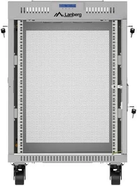 Kabinet rack LANBERG 19" 15U 600x800, derë e perforuar, me rrota, gri