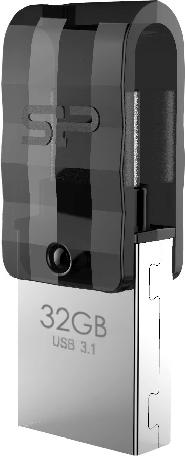 USB stick Silicon Power C31 32GB, USB 3.1, Type-C, zi/argjendtë