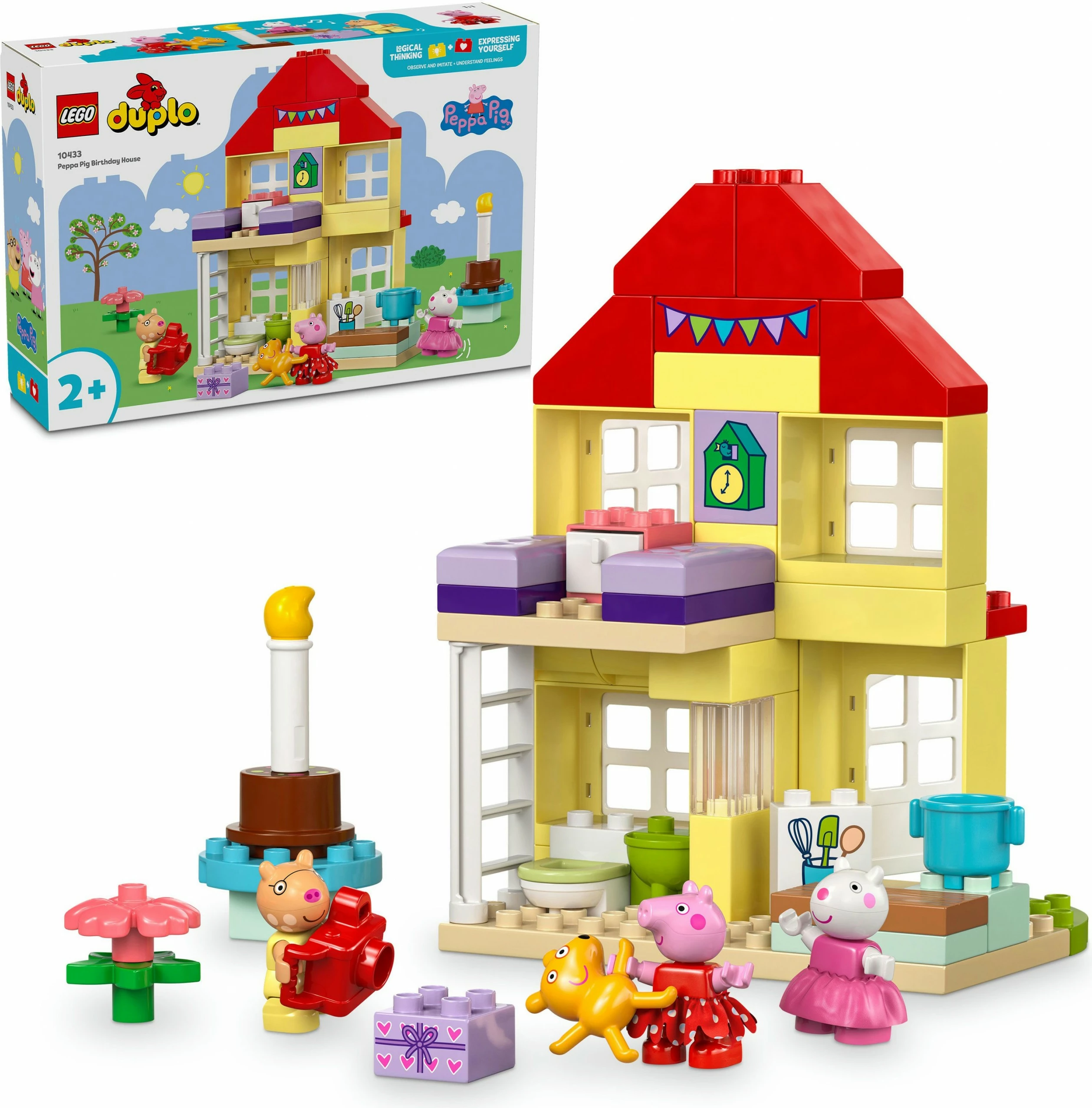 Set ndërtimi LEGO DUPLO 10433 Peppa Pig Birthday House, 59 pjesë, multikolor