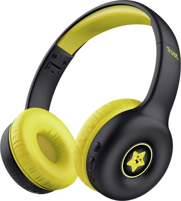 Kufje Trust Nouna, me Bluetooth & USB Type-C, për thirrje/muzikë, e zezë/verdhe