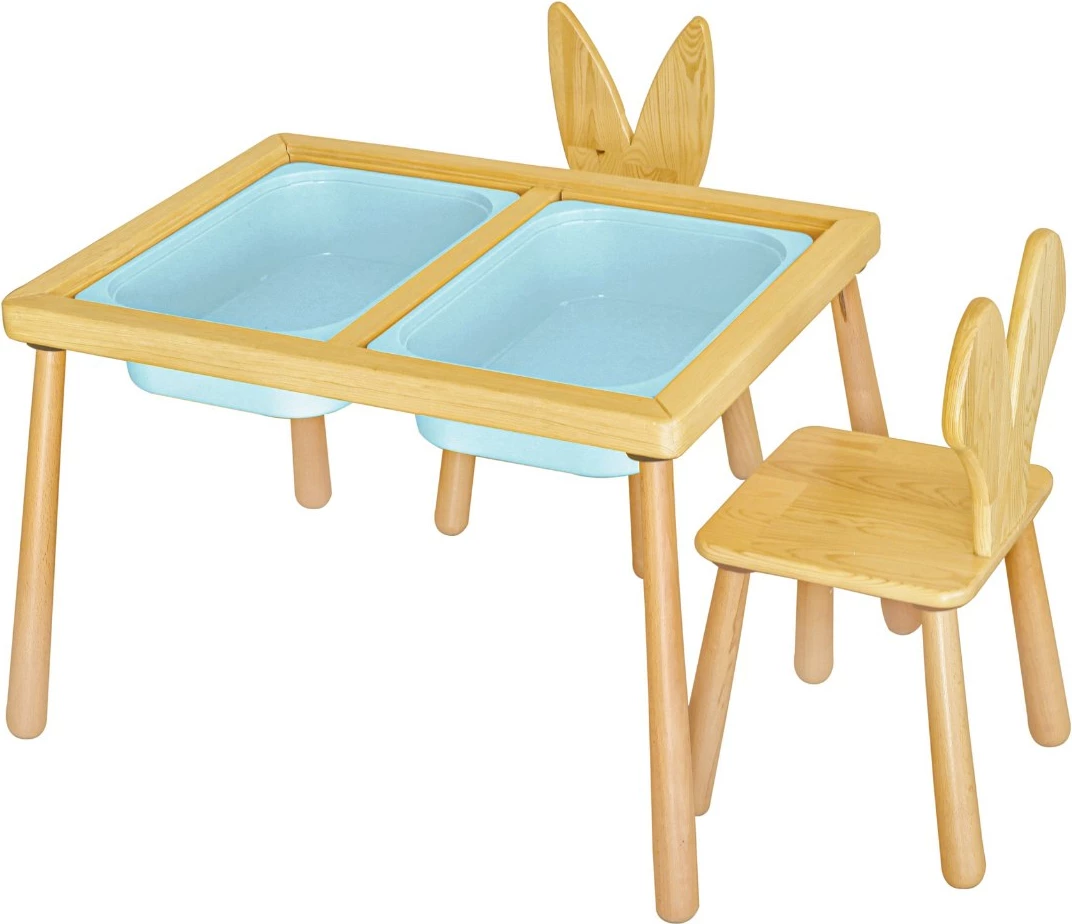Set tavoline me 2 karrige për fëmijë, ngjyrë kaltër, Skye Decor