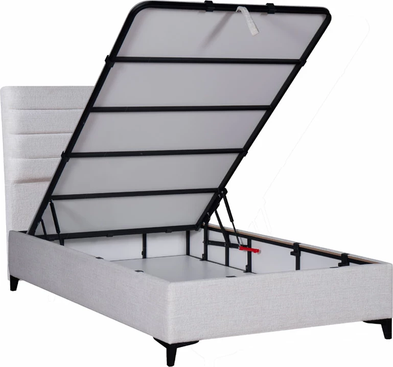 Krevat me hapësirë për depo, ngjyrë e bardhë e zbehtë, 208x127x121