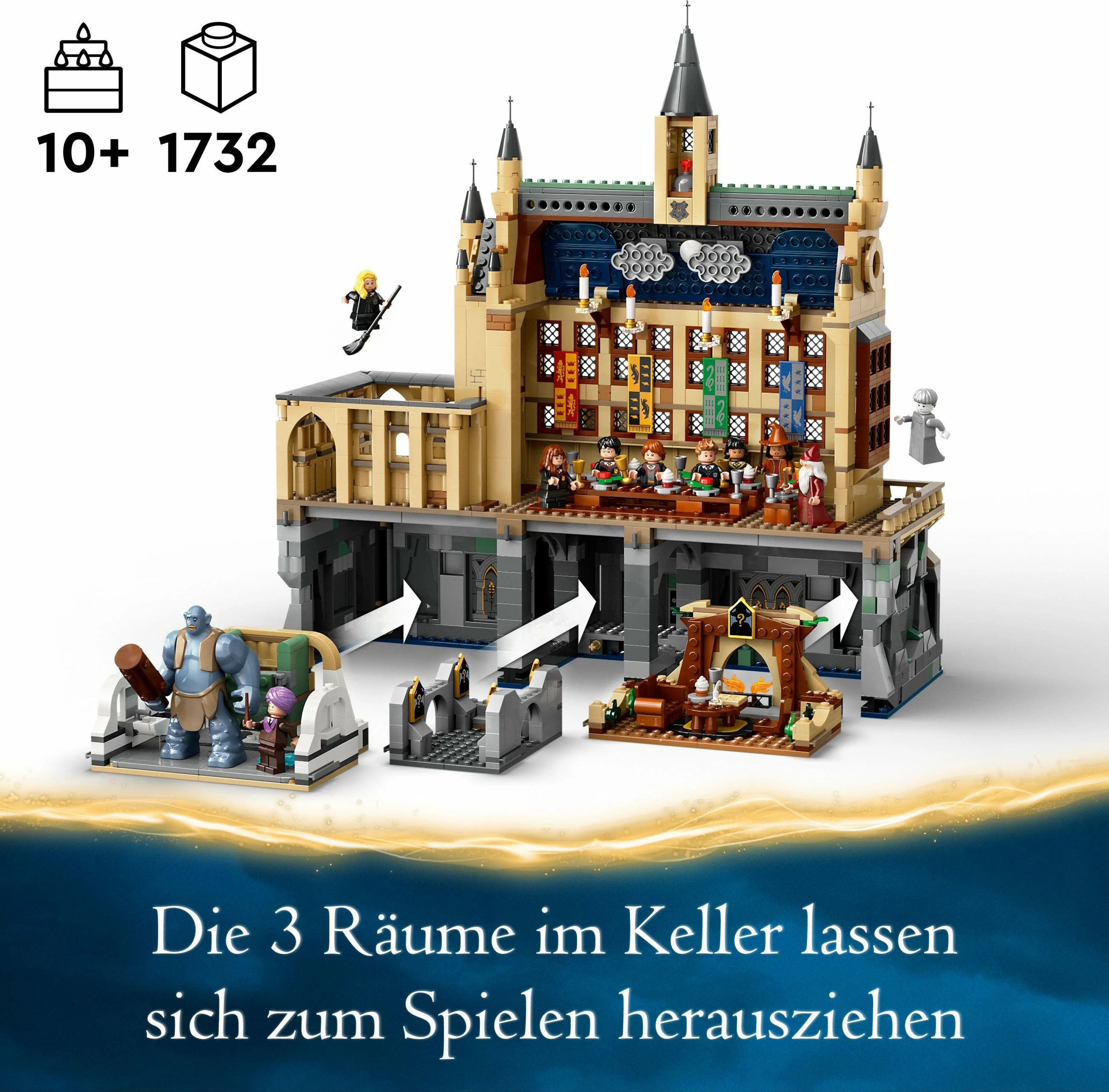 Set ndërtimi LEGO Hogwarts™ Castle: The Great Hall, 1732 pjesë, plastikë, 2.92 kg