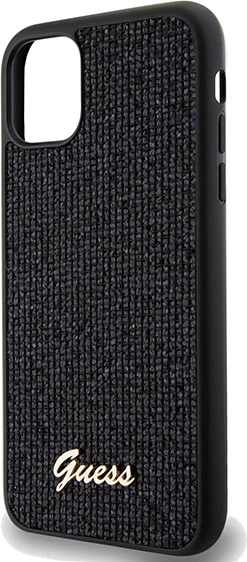 Mbështjellës Guess Disco Metal Script për iPhone 11/XR, TPU, i zi