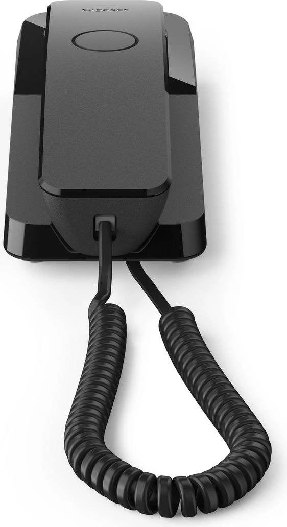 Telefon fiks me kabllo, Gigaset DESK 200, 10 numra shpejtë, montim mur/tryezë, i ushqyer nga linja, i zi