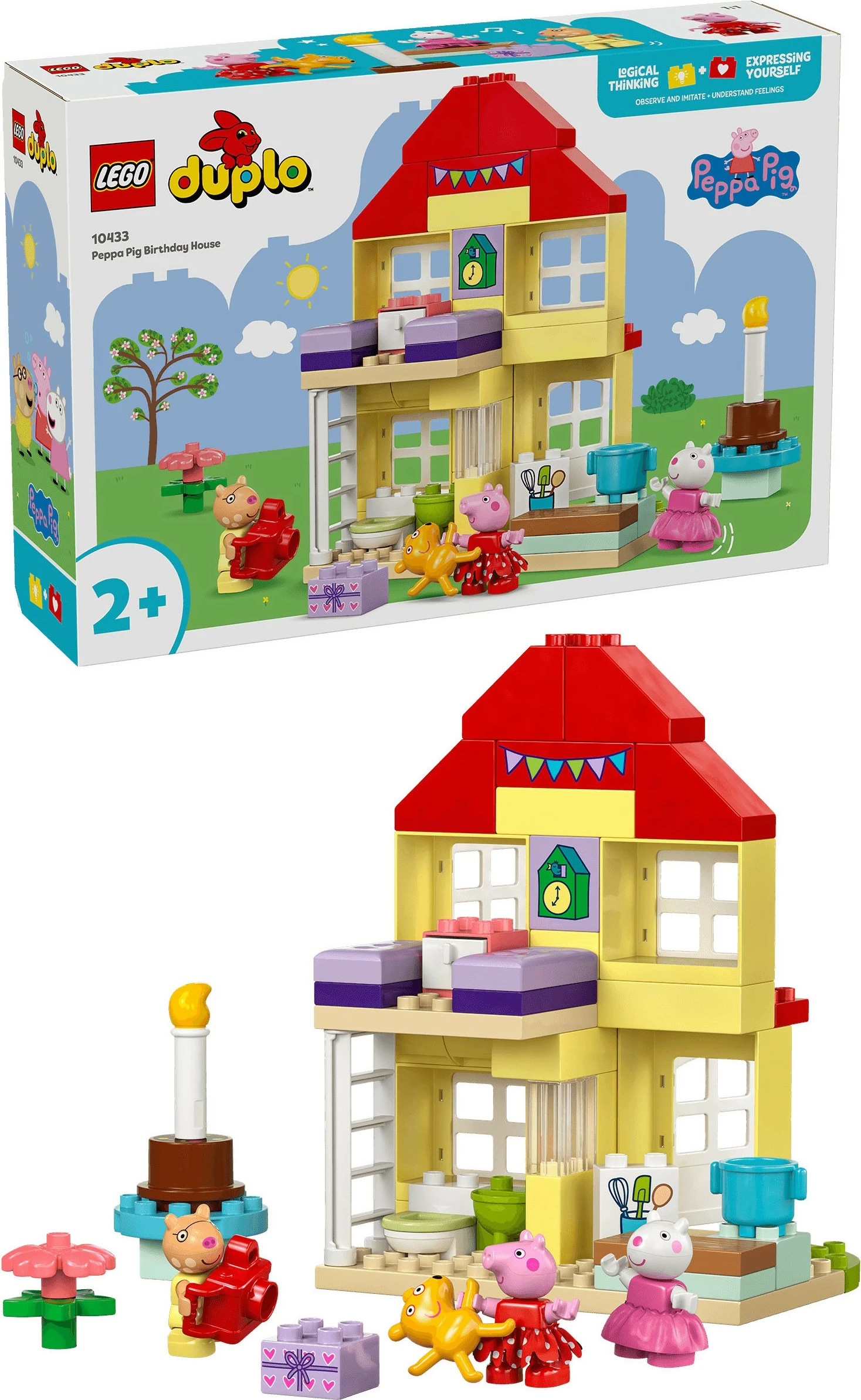 Set ndërtimi LEGO DUPLO 10433 Peppa Pig Birthday House, 59 pjesë, multikolor