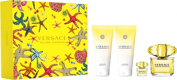 SET Versace Yellow Diamond ,Eau De Toilette90ml+Body Lotion+Shower Gel+ mini