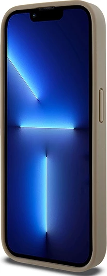 Mbështjellës DKNY Leather Printed Pattern Metal Logo MagSafe për iPhone 15 Pro Max, Kafe