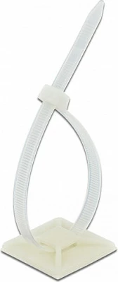 Bazë fiksimi me lidhëse kabllosh DeLOCK 40x40mm, 250x7.2mm, 10 copë, e bardhë
