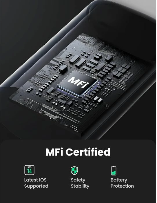 Kabllo USB-C në Lightning UGREEN 60749 2m PD 3A MFi, Silver