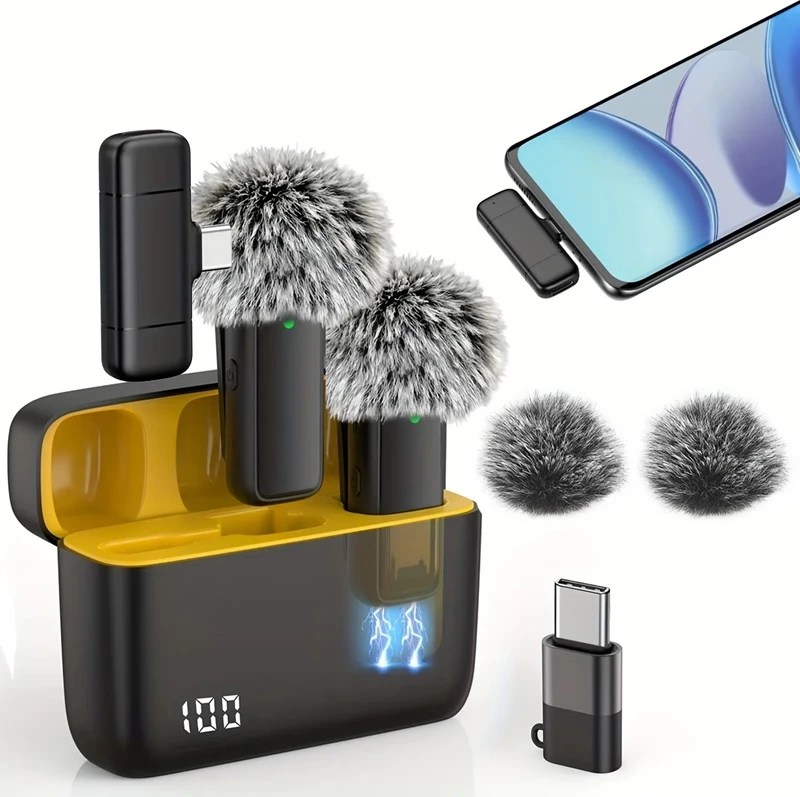 Set Mikrofonash Lavalier Wireless me Kuti Karikimi (2 Mikrofona)