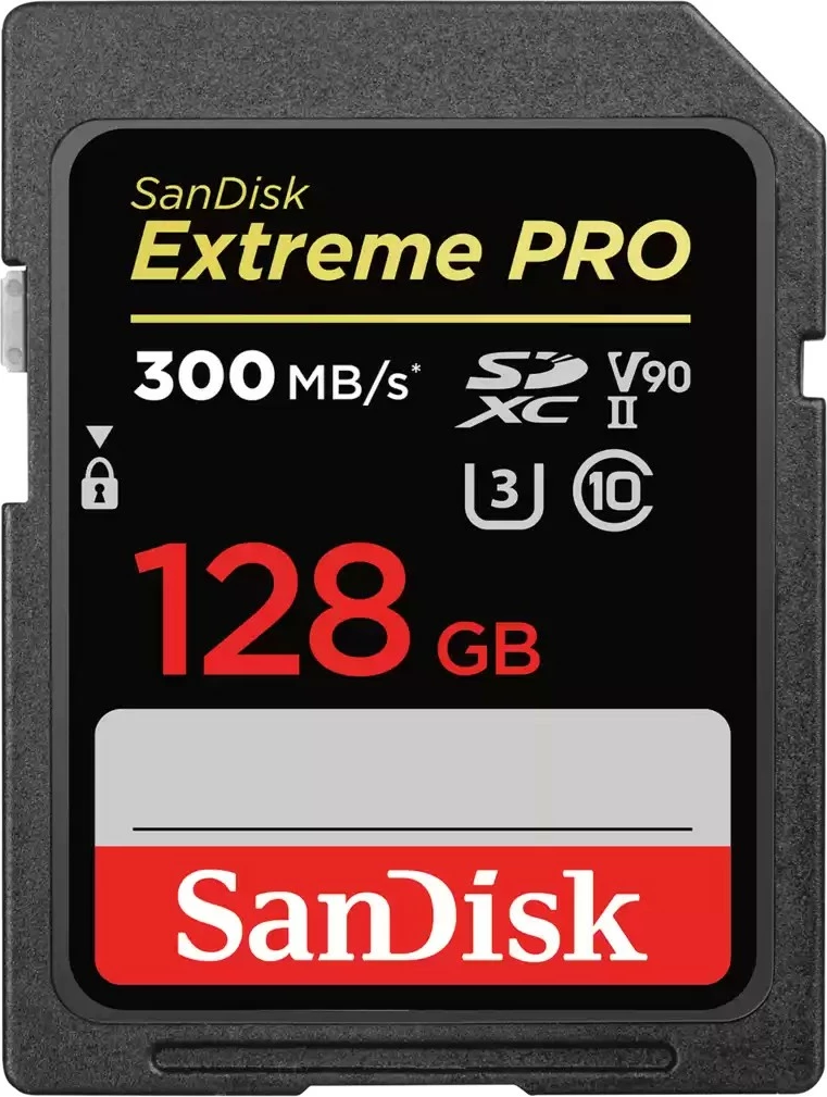 Kartelë memorie SanDisk Extreme PRO, 128 GB, SDXC, Class 10, UHS-II, 300 MB/s, 260 MB/s, e zezë