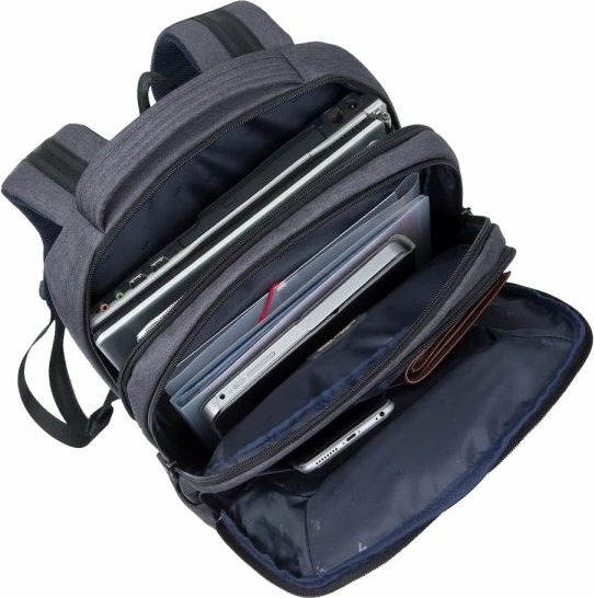 Çantë shpine për laptop RIVACASE 7765, deri 16", xhep tablet deri 10", material poliester repelent ndaj ujit, 0.56 kg, e zezë