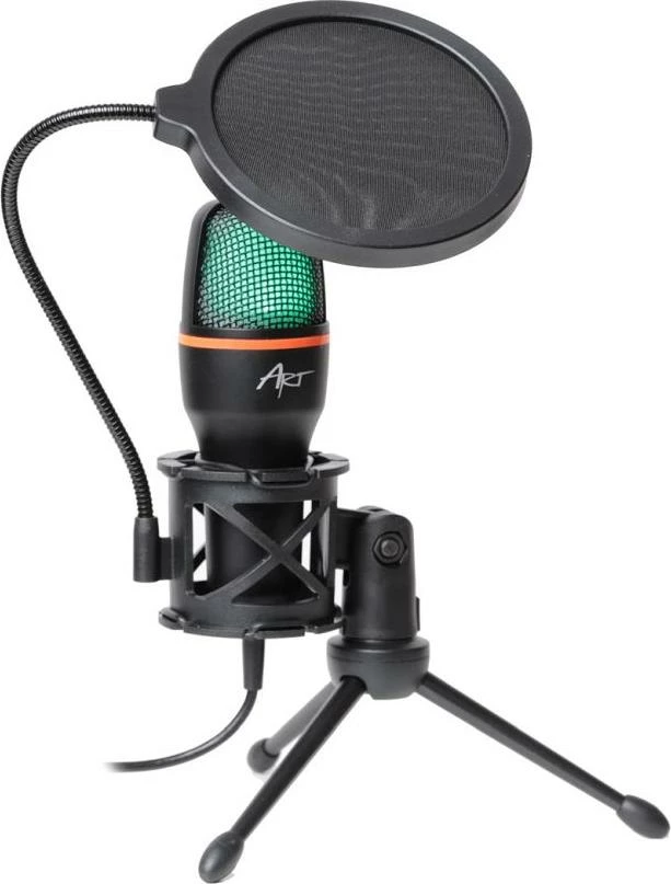 Mikrofon USB Art AC-02 kondensator me LED RGB, me tripod e pop filter, i zi