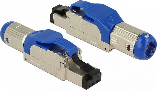 Konektor RJ-45 DeLOCK 86487, Cat8, S/UTP (STP), montim pa vegla, blu/argjend