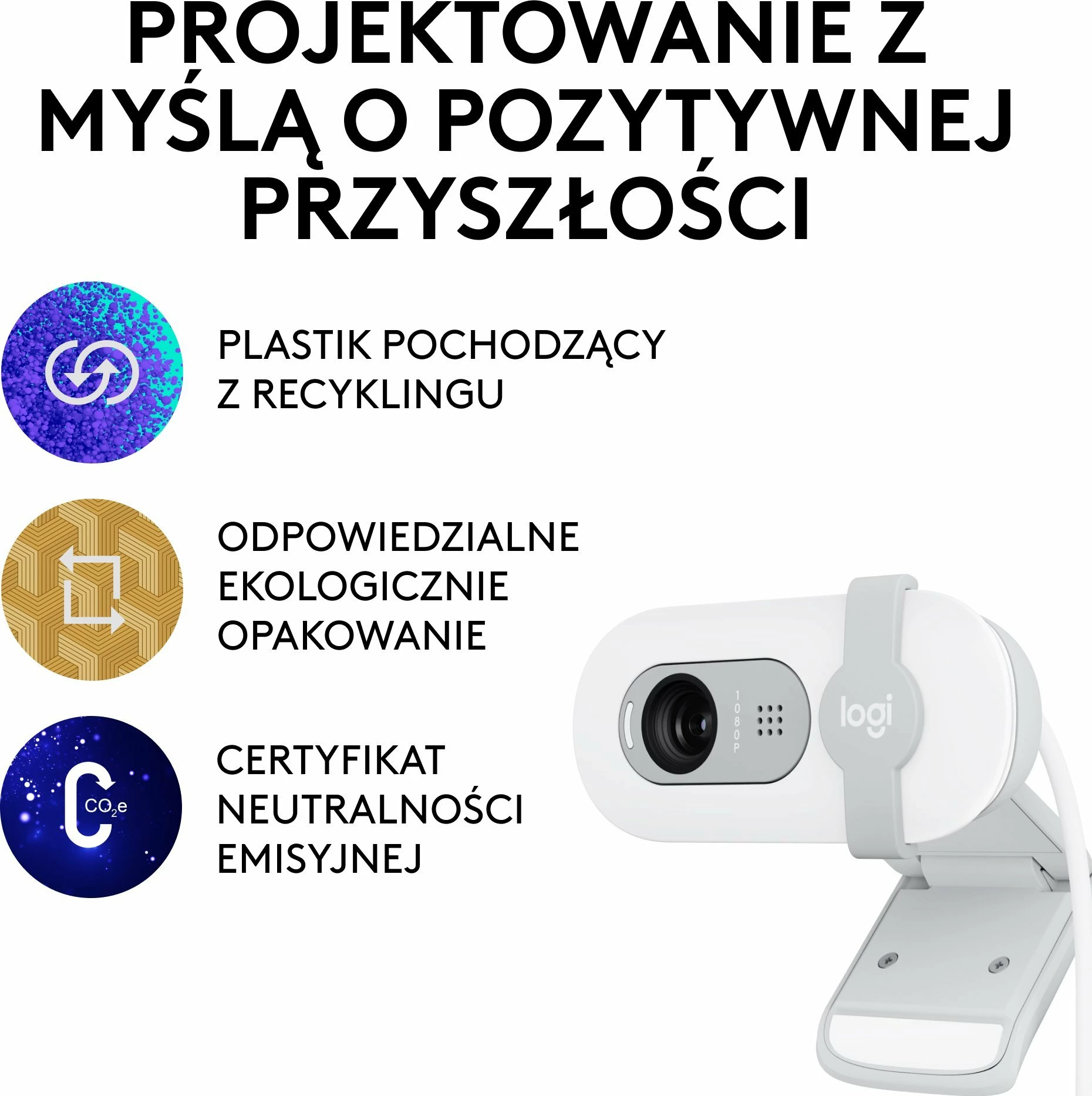Webkamerë Logitech Brio 100 960-001617 Full HD 1080p USB me mikrofon, e bardhë