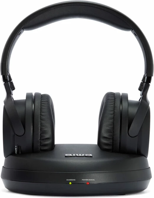 Kufje wireless RF Aiwa WHF-930D me stacion karikimi, të zeza, set me transmetues + 2xAAA NiMH