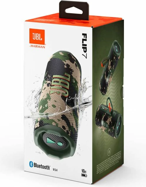 Altoparlant portativ Bluetooth JBL Flip 7, AI Sound Boost, IP68, 16 orë, kamuflazh military