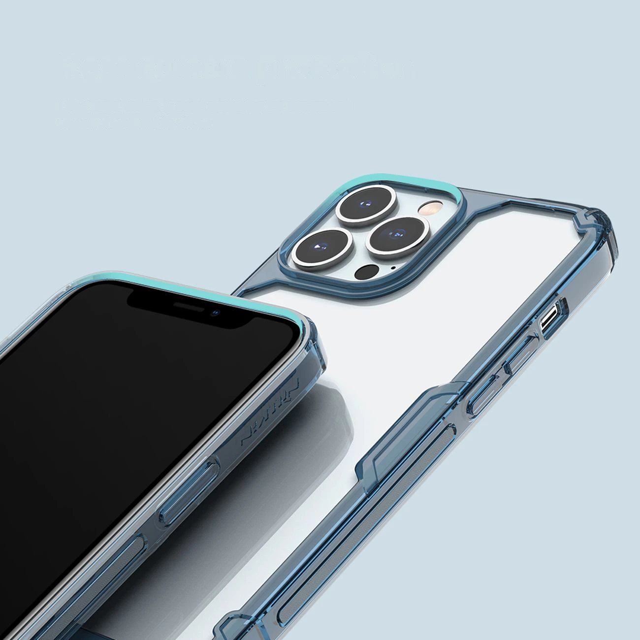 Mbështjellës Nillkin Nature Pro për iPhone 14 Pro Max, i blinduar, Blu/Transparent