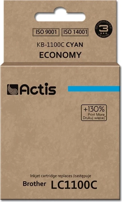 Ngjyrë zëvendësese Actis KB-1100C për printer Brother LC1100C/LC980C, 19ml, e kaltër 