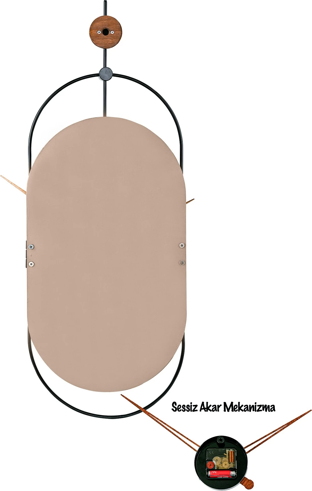 Orë muri dekorative Wallity, metal dhe MDF, ngjyrë kafe e zezë, 77x29cm