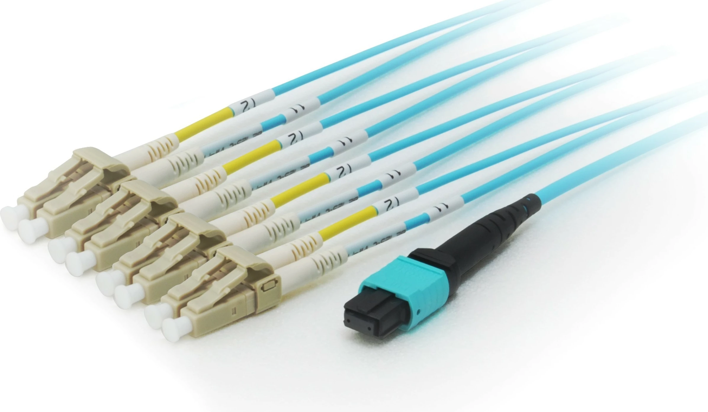 Kabëll optik patch MTP/4x LC Equip OM4 15m, cyan