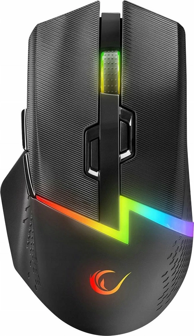 Maus gaming wireless Rampage Drop M3 V2 24000 DPI, Bluetooth/2.4 GHz, RGB, Black, set me kabllo USB-A në USB-C 1.2 m + adapter USB-A në USB-C + sliderë rezervë