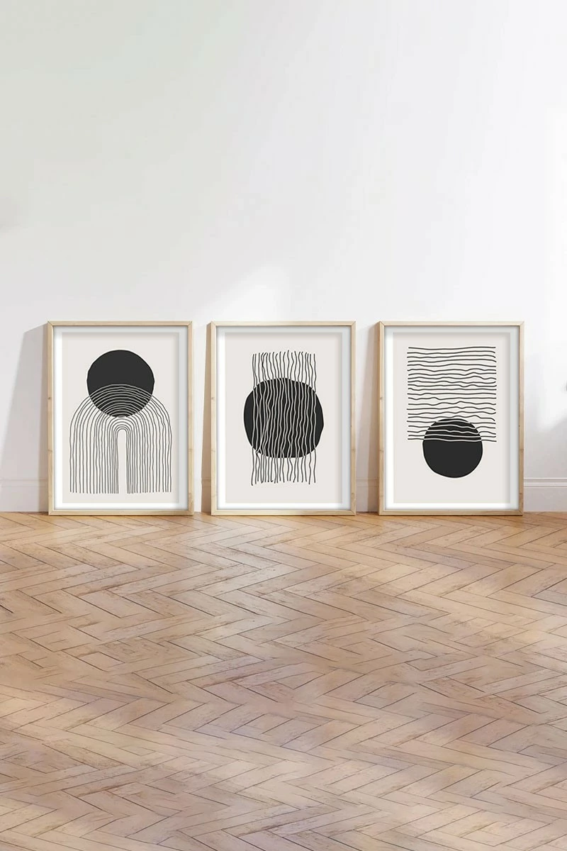 Pikturë dekorative me kornizë MDF (3 copë), Wallity, Huhu213, 20x30cm