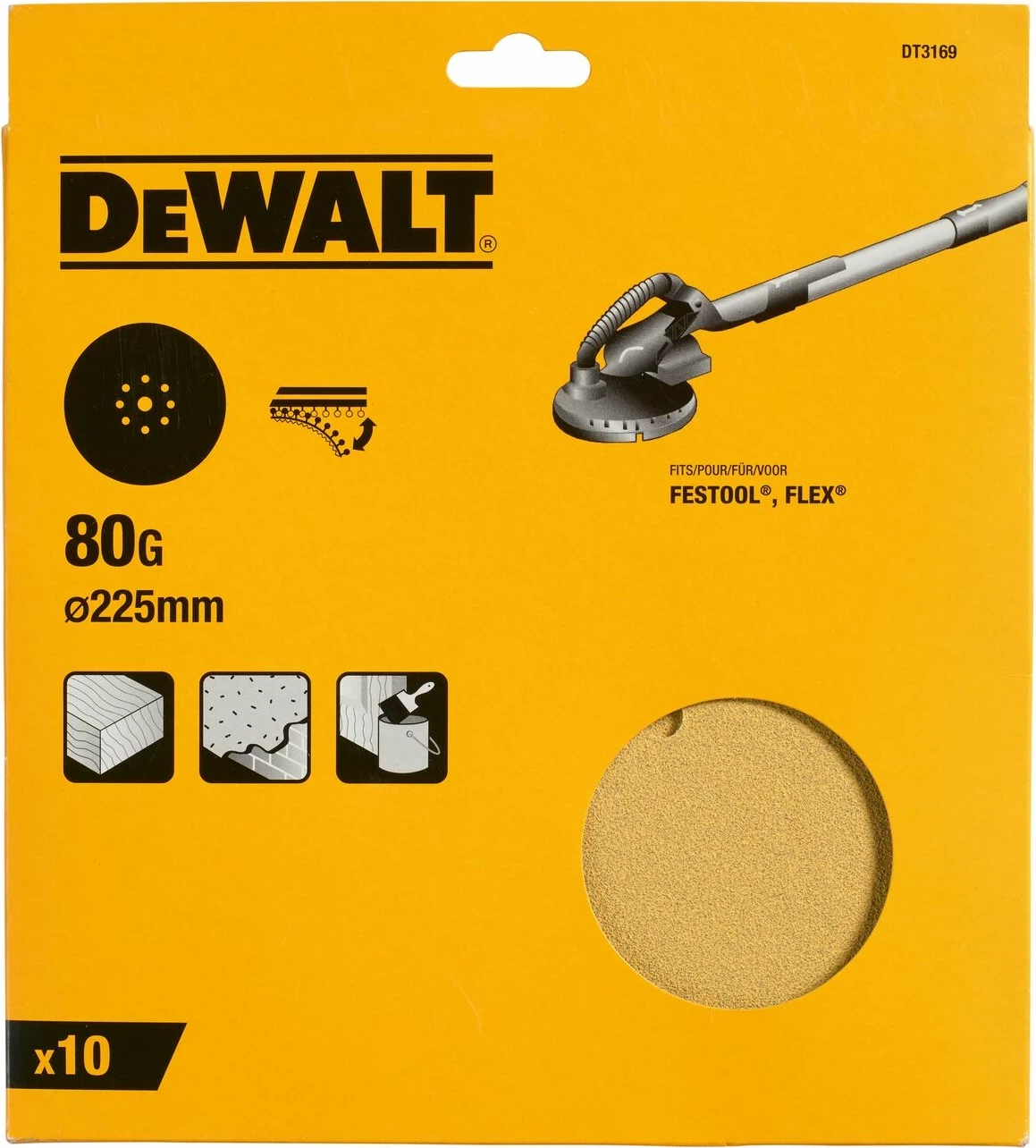 Disk zmerile Dewalt DT3169 225 mm 80G, 10 copë