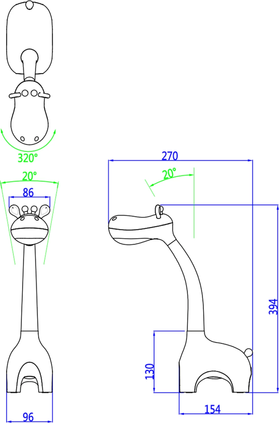 Llambë tavoline për fëmijë, figurë gjirafe, BADOO, FH4450.05, rozë, ABS