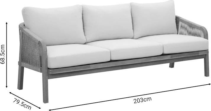 Set 4 pjesësh Malibu I, mobilje për sallon ose oborr, dru akacie natyrale, stof bezhë