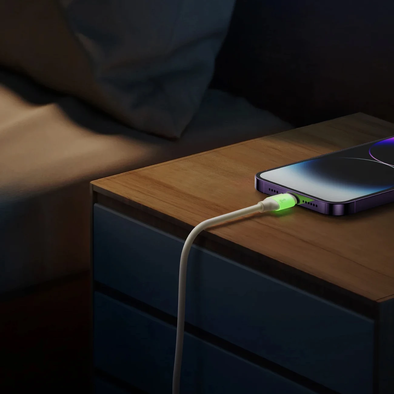 Kabllo Joyroom S-A53 USB-A në Lightning, 2m, 3A, majë fluoreshente, Bezhë