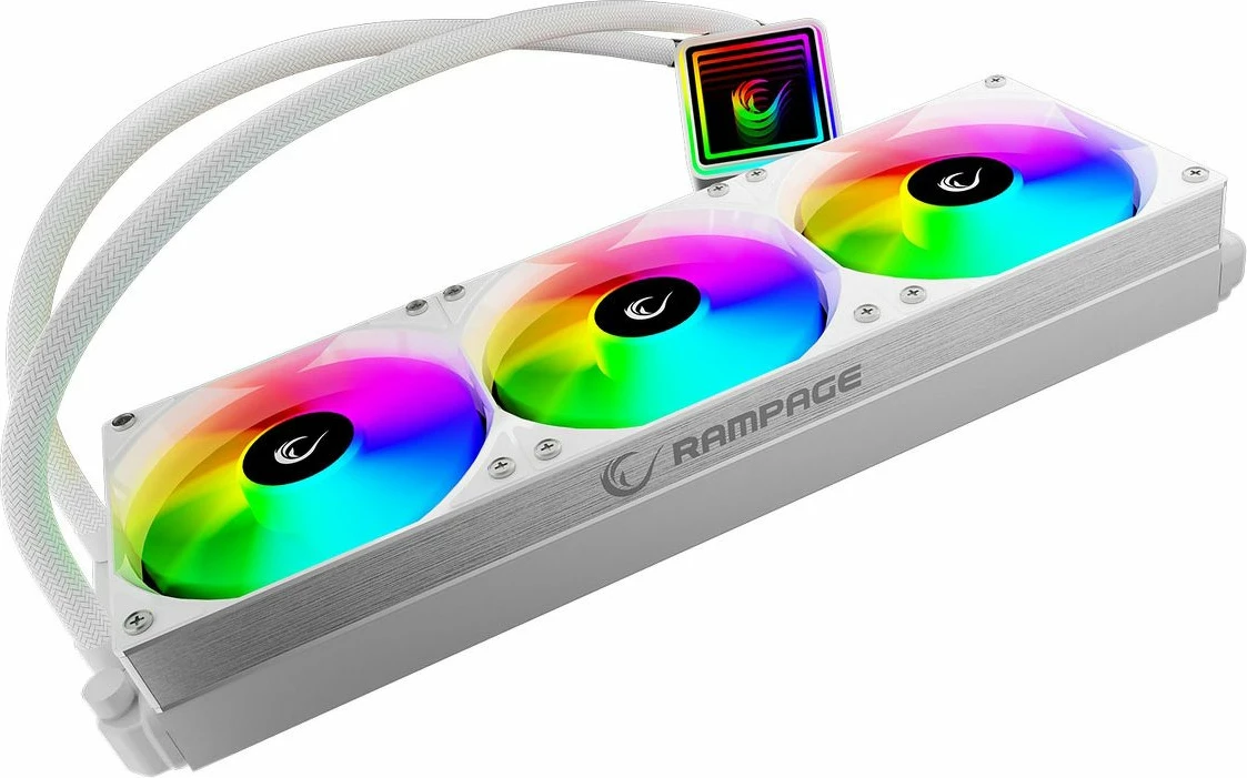 Ftohës uji AIO Rampage INFINITE V360 360mm ARGB me 3x120mm ventilatorë, i bardhë