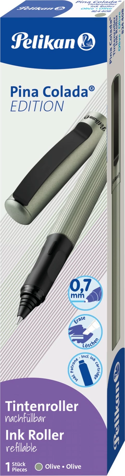 Stilolaps Pelikan Pina Colada Edition, 0.7mm, i hollë, ngjyrë olive, shkruan blu